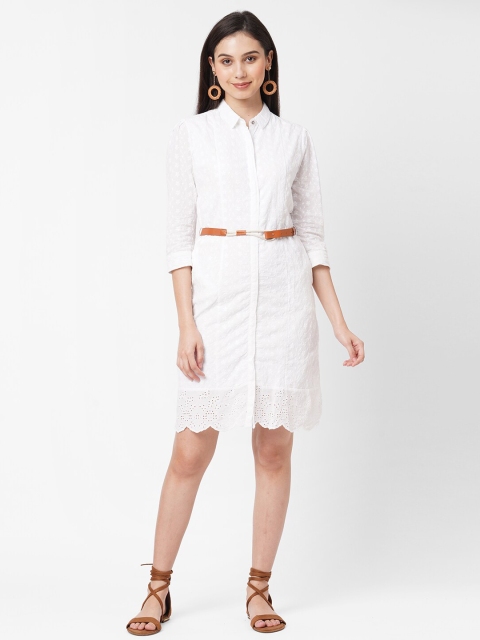 

Kraus Jeans White Schiffli Pure Cotton Shirt Dress