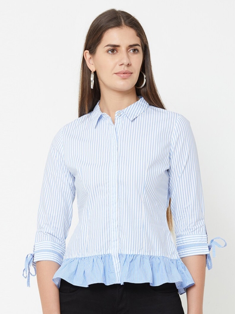 

Kraus Jeans Women Blue Striped Casual Shirt