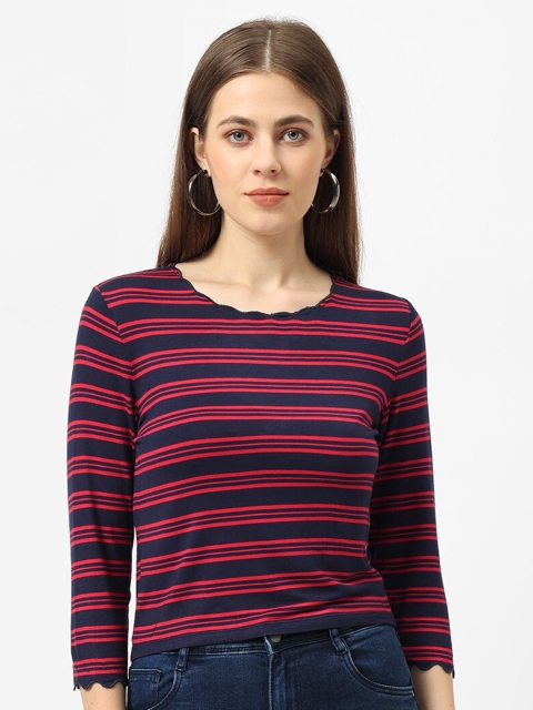 

Kraus Jeans Women Navy Blue & Red Striped T-shirt