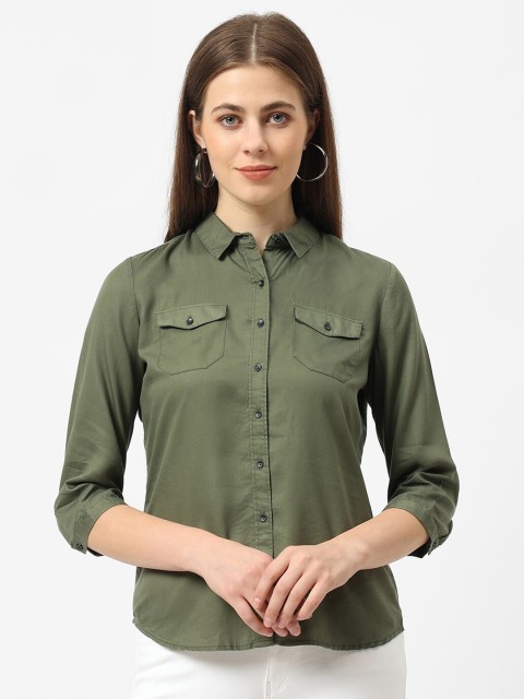 

Kraus Jeans Women Olive Green Casual Shirt