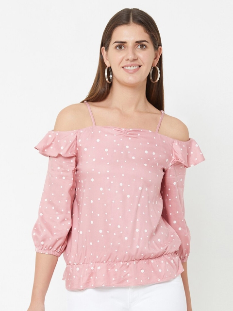 

Kraus Jeans Pink Printed Bardot Top