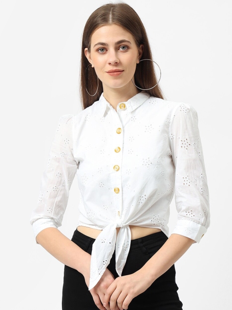 

Kraus Jeans Women White Floral Casual Shirt