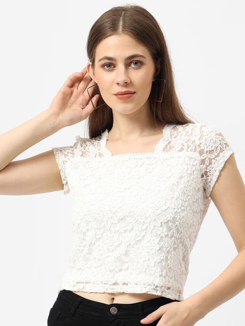 

Kraus Jeans Off White Lace Crop Top