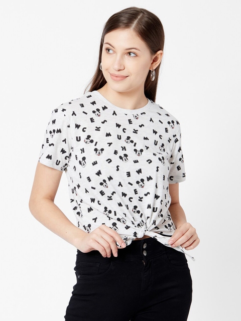 

Kraus Jeans Women Grey Mickey Mouse Printed Cotton T-shirt