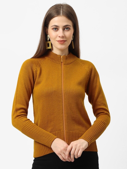 

Kraus Jeans Women Mustard Yellow Acrylic Front-Open Sweater