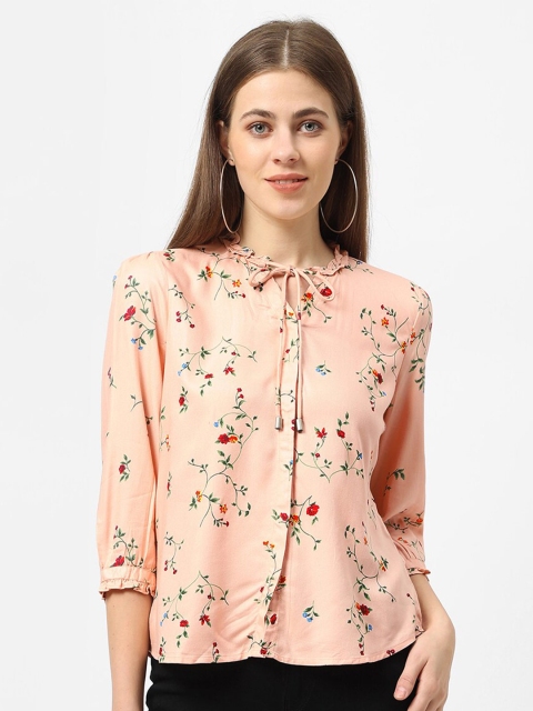 

Kraus Jeans Women Peach-Coloured Floral Printed Casual Shirt