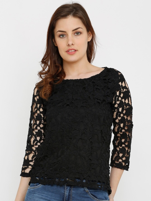 

Kraus Jeans Women Black Self Design Top