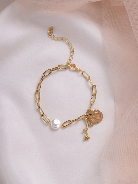 

BEWITCHED Women Gold-Toned & White Serene Linked Bracelet