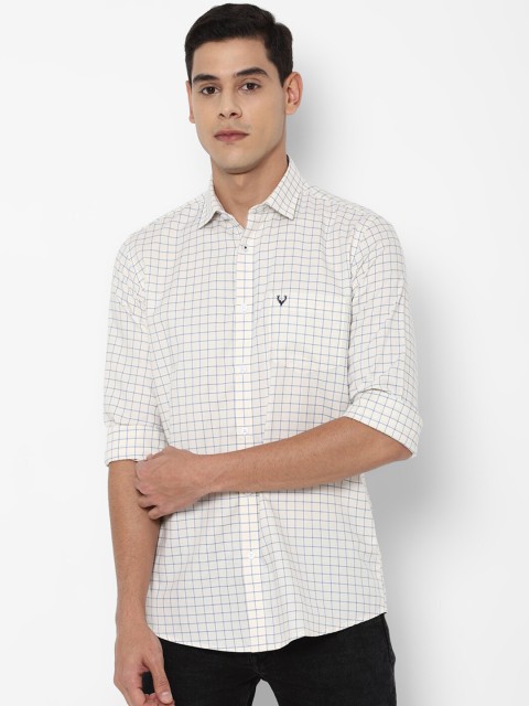 

Allen Solly Men White Slim Fit Grid Tattersall Checks Casual Cotton Shirt