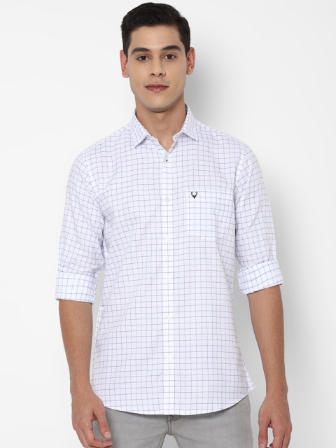 

Allen Solly Men White Slim Fit Grid Tattersall Checks Casual Cotton Shirt