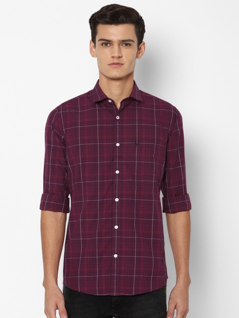 

Allen Solly Men Maroon Slim Fit Checked Cotton Casual Shirt