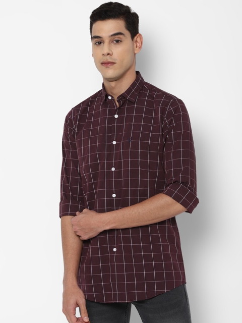 

Allen Solly Men Maroon Slim Fit Windowpane Checked Casual Shirt
