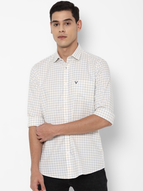 

Allen Solly Men White Slim Fit Grid Tattersall Checks Checked Casual Shirt