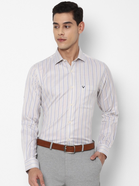 

Allen Solly Men Grey Slim Fit Striped Pure Cotton Formal Shirt