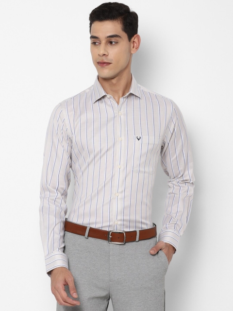 

Allen Solly Men Grey Slim Fit Striped Formal Shirt