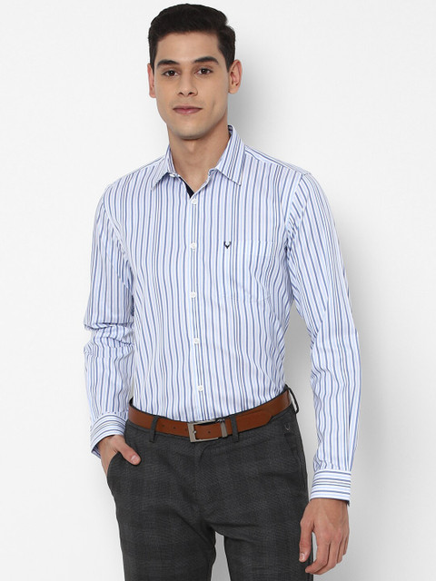 

Allen Solly Men Blue Slim Fit Striped Cotton Formal Shirt