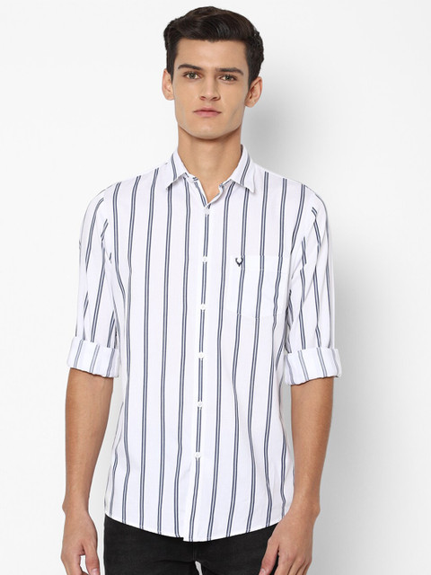 

Allen Solly Men White Slim Fit Striped Casual Shirt