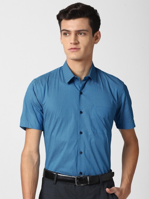 

Peter England Men Blue Printed Slim Fit Formal Shirt