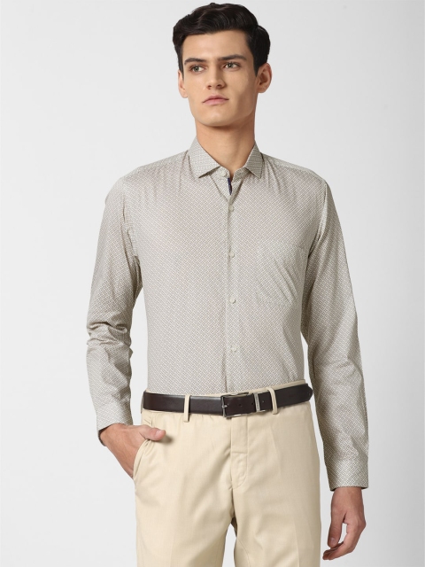 

Peter England Men Beige Printed Formal Shirt