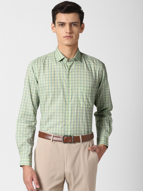 

Peter England Men Green Slim Fit Checked Formal Shirt