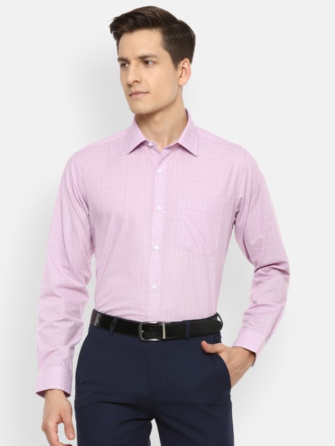 

Van Heusen Men Pink Grid Tattersall Checked Formal Shirt