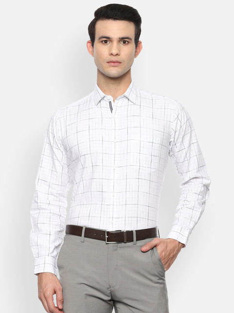 

Van Heusen Men White Windowpane Checks Checked Formal Shirt