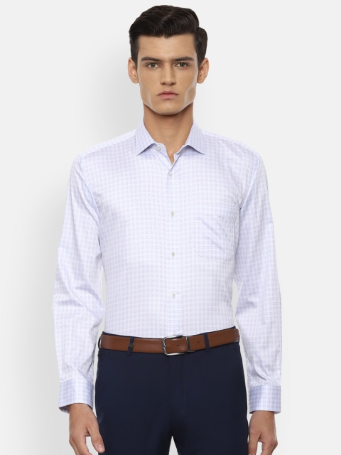 

Van Heusen Men Lavender Checked Pure Cotton Formal Shirt