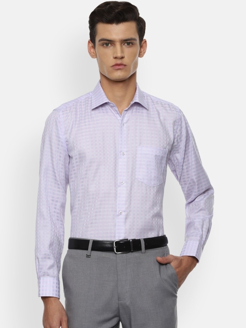 

Van Heusen Men Lavender Checked Pure Cotton Formal Shirt