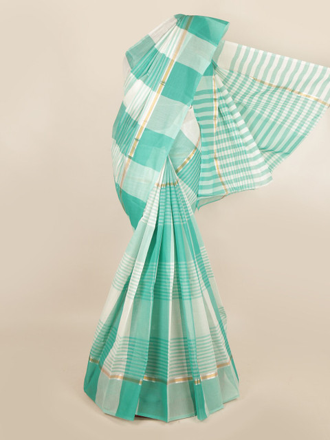 

Pothys Green & White Striped Zari Pure Cotton Saree