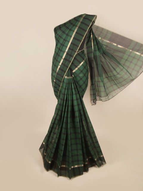 

Pothys Green & Black Checked Zari Pure Cotton Saree