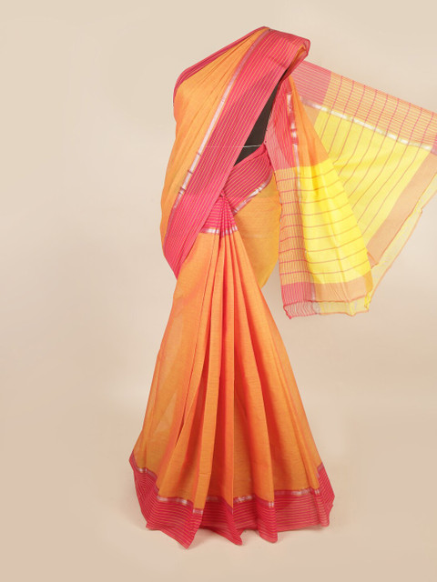 

Pothys Orange & Pink Zari Pure Cotton Saree
