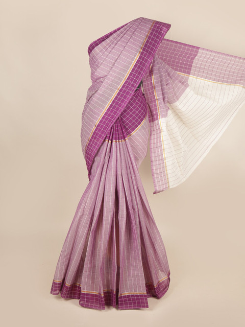 

Pothys Lavender & Purple Striped Zari Pure Cotton Saree