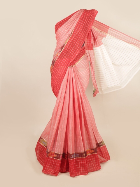 

Pothys Pink & Peach-Coloured Striped Zari Pure Cotton Saree