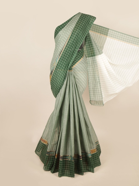 

Pothys Green & White Striped Zari Pure Cotton Saree