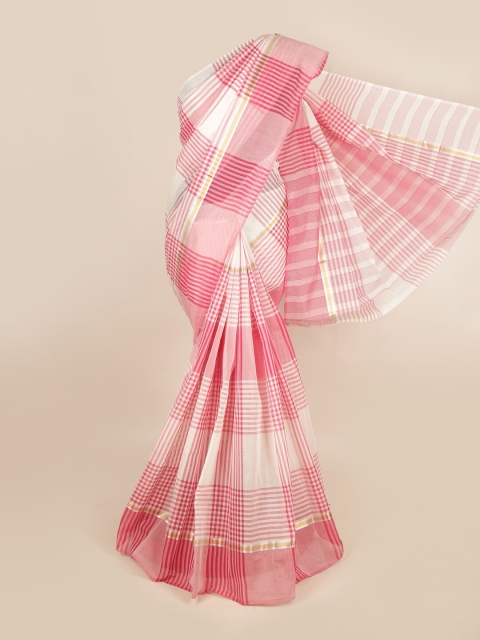 

Pothys Pink & White Checked Zari Pure Cotton Saree