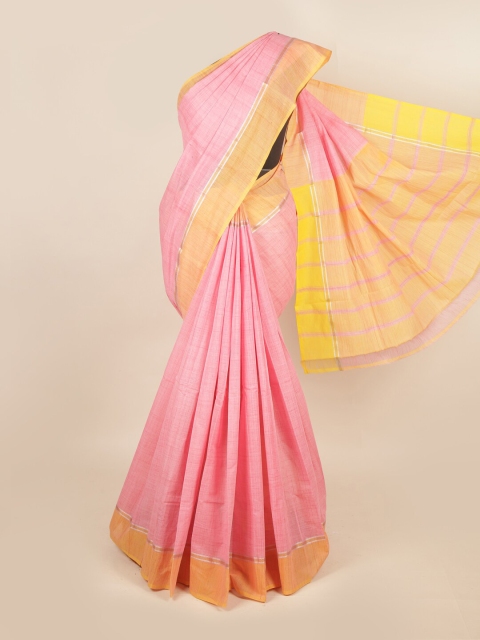 

Pothys Pink & Yellow Zari Pure Cotton Saree