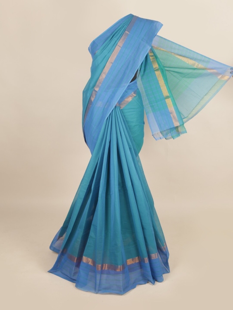 

Pothys Blue & Gold-Toned Zari Pure Cotton Saree