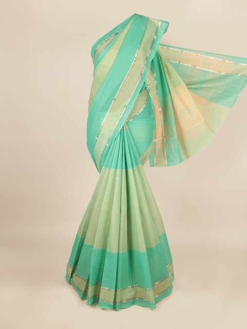 

Pothys Green & Beige Colourblocked Zari Pure Cotton Saree