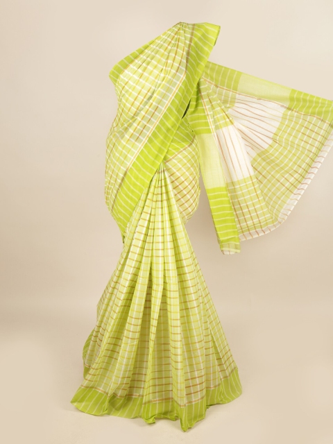 

Pothys Lime Green & White Checked Zari Pure Cotton Saree