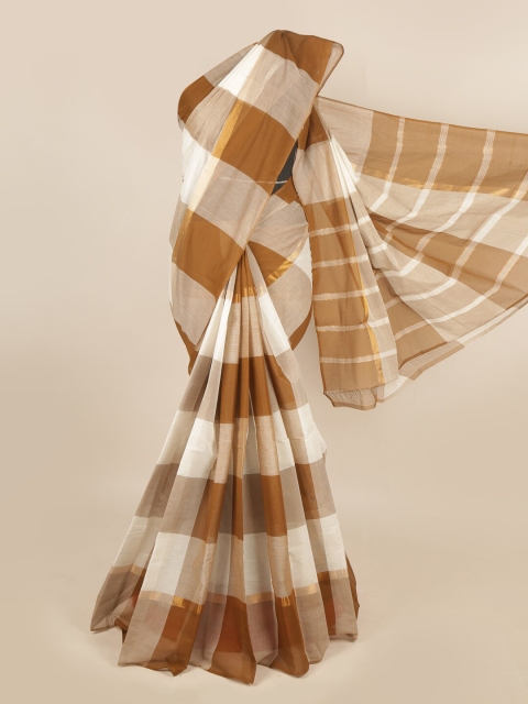 

Pothys Brown & White Checked Zari Pure Cotton Saree