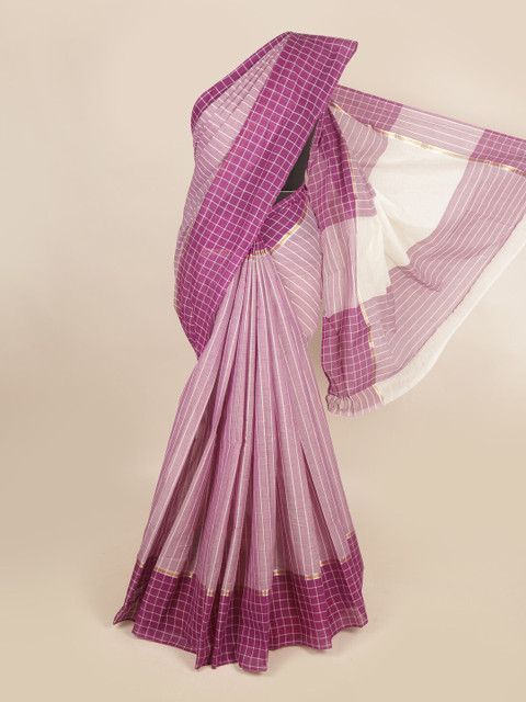 

Pothys Lavender & Purple Striped Zari Pure Cotton Saree