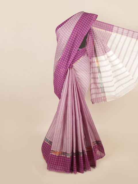 

Pothys Lavender & Purple Striped Zari Pure Cotton Saree