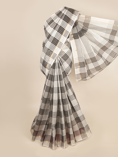 

Pothys Black & White Checked Zari Pure Cotton Saree