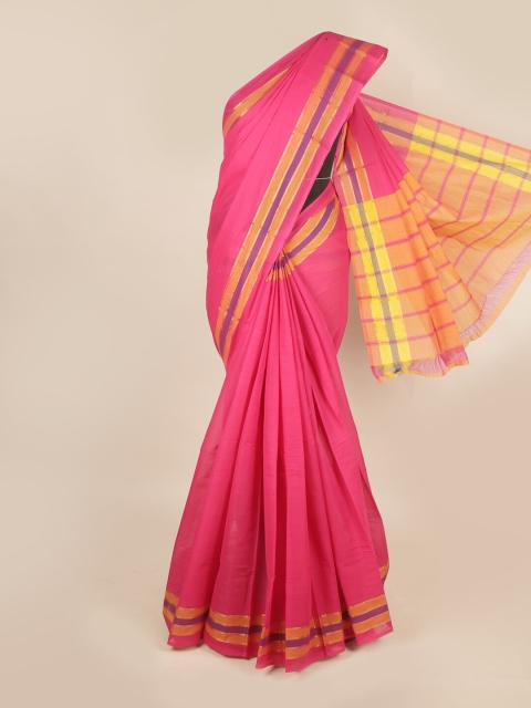 

Pothys Pink & Orange Zari Pure Cotton Saree