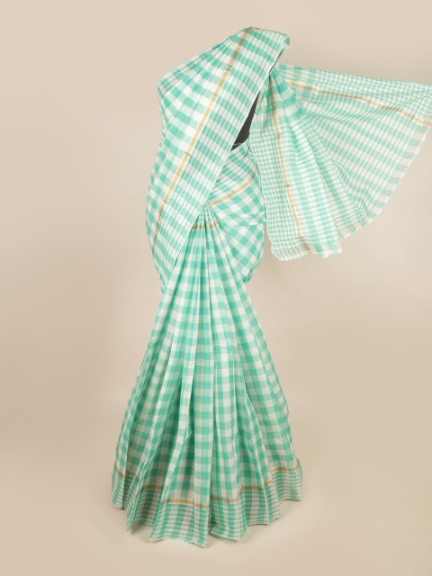

Pothys Sea Green & White Checked Zari Pure Cotton Saree
