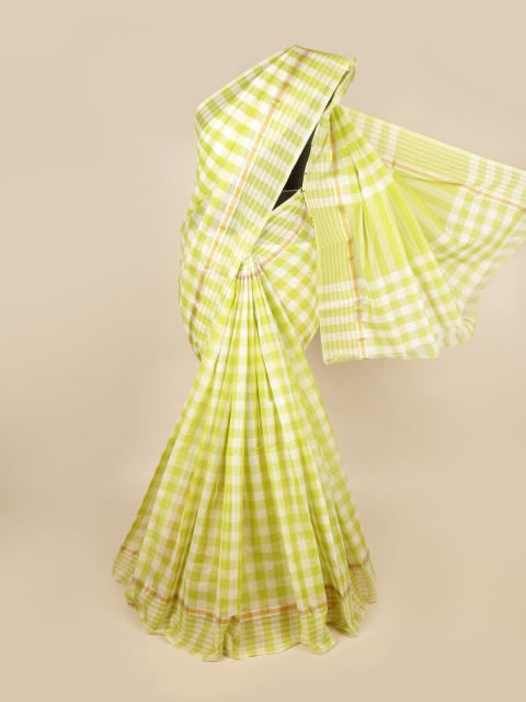 

Pothys Olive Green & White Checked Zari Pure Cotton Saree