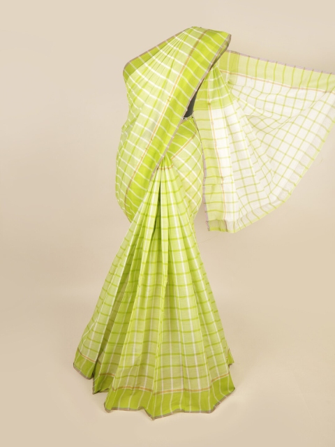 

Pothys Lime Green & White Checked Zari Pure Cotton Saree