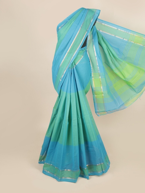 

Pothys Blue & Green Colourblocked Zari Pure Cotton Saree