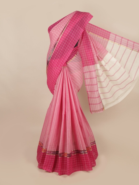 

Pothys Pink & White Striped Zari Pure Cotton Saree