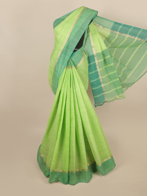 

Pothys Green & Gold-Toned Zari Pure Cotton Saree